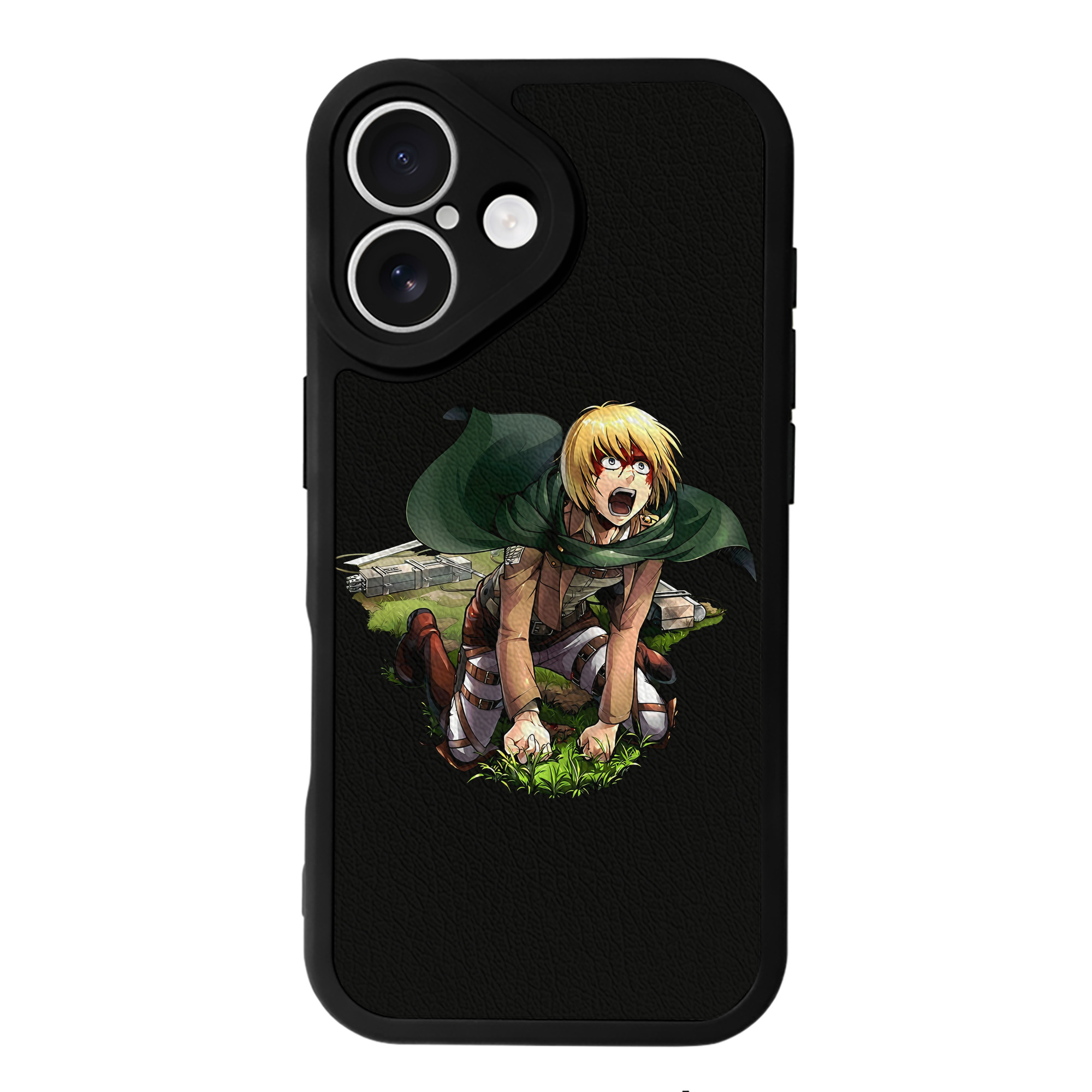 （画像用） 進撃の巨人 アルミン·アルレルト Attack on Titan Armin Arlert 【iPhone 16シリーズ対応】シリコンスマホケース（レザー調） 材質：シリコン